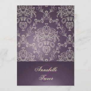 PixDezines PLUM / IVORY CREAM LACE INVITATION