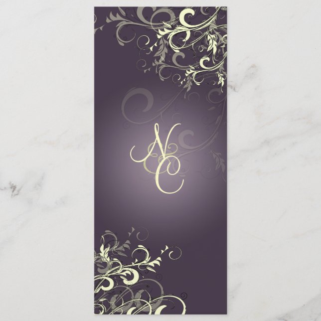 PixDezines PLUM SWIRLS+CREAM WEDDING PROGRAMS Programme (Front)