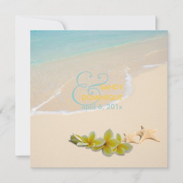 PixDezines Plumeria Lei /beach/starfish tropical Invitation (Front)