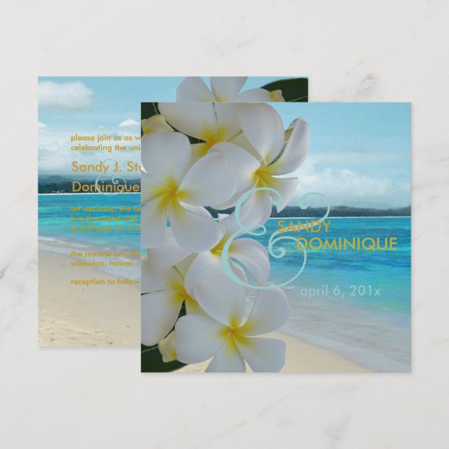 PixDezines PLUMERIA LEI/BEACH/TROPICAL/DIYfonts Invitation (Front/Back)