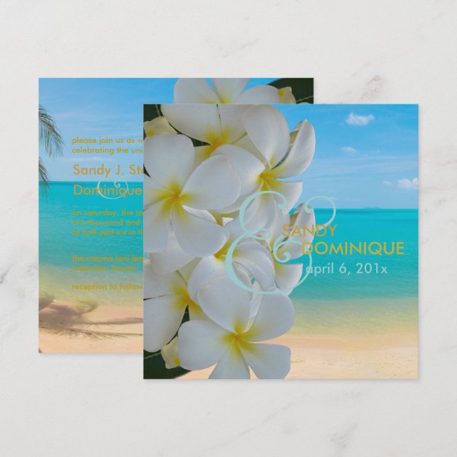 PixDezines Plumeria Lei/beach/tropical wedding Invitation (Front/Back)