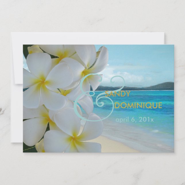 PixDezines PLUMERIA LEI/BEACH WEDDING Invitation (Front)