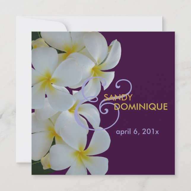 PixDezines Plumerias tropical wedding/DIY colour!! Invitation (Front)