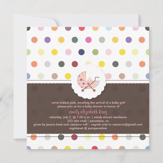 PixDezines Polkadots + Minidots baby shower Invitation (Front)