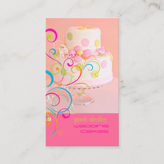 PixDezines Pretty in Pink wedding cake/diy colour Business Card (Front)