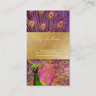 PixDezines Proud Peacock Feather for longevity Business Card