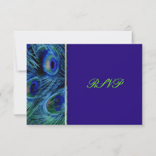 PixDezines psychedelic peacock/cobalt blue RSVP Card