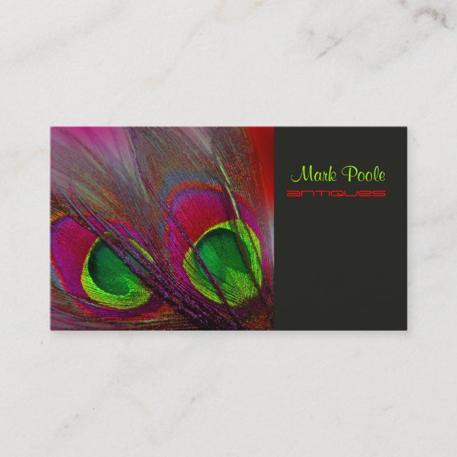 PixDezines Psychedelic Peacock, Customise It! Business Card (Front)