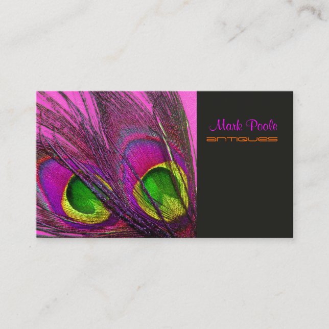 PixDezines Psychedelic Peacock, Customise It! Business Card (Front)