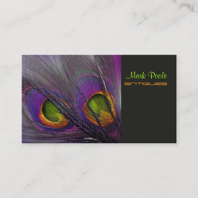 PixDezines Psychedelic Peacock, Customise It! Business Card (Front)