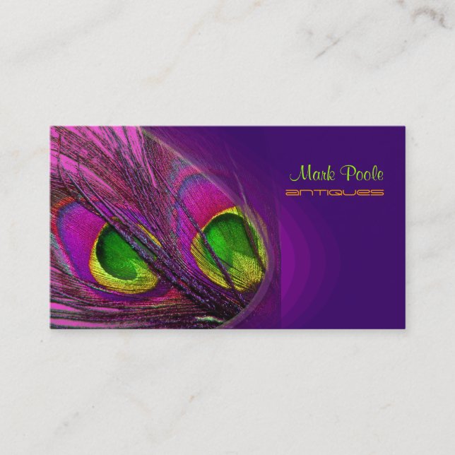 PixDezines Psychedelic Peacock, Customise It! Business Card (Front)