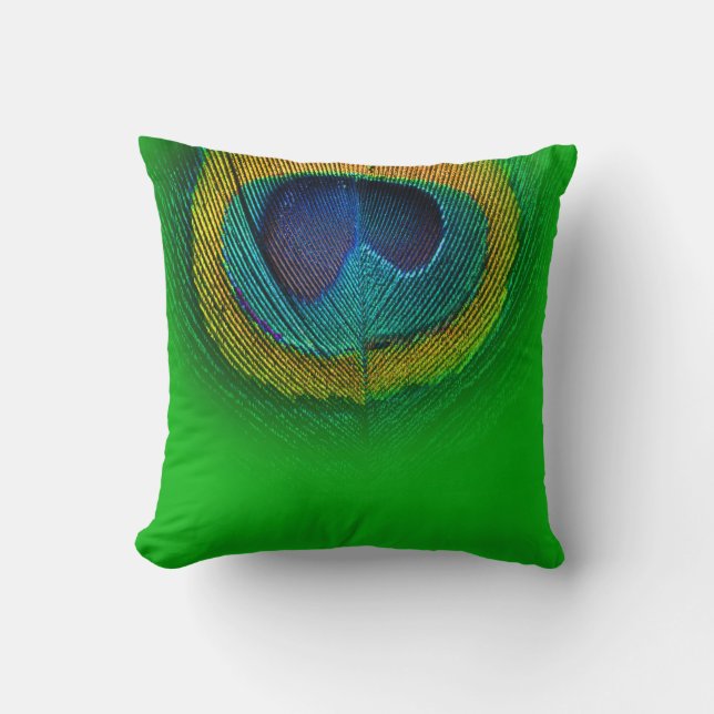 PixDezines psychedelic peacock eye/green+red Cushion (Front)