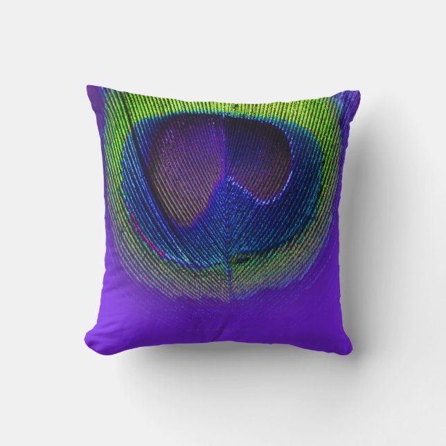 PixDezines psychedelic peacock eye/purple+yellow Cushion (Front)