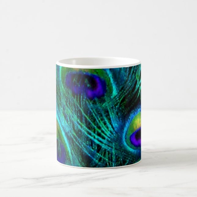PixDezines Psychedelic Peacock Feather Coffee Mug (Center)
