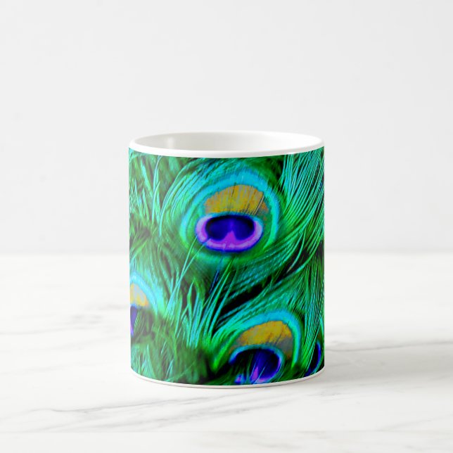 PixDezines Psychedelic Peacock Feather Coffee Mug (Center)