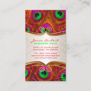PixDezines psychedelic peacock+gold trim label Business Card