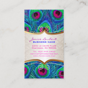 PixDezines psychedelic peacock+gold trim label Business Card