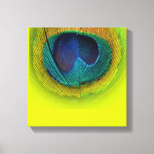 PixDezines Psychedelic Peacock, neon green, canvas Print