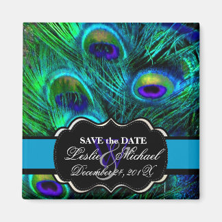 PixDezines Psychedelic Peacock, Save the Date Magnet