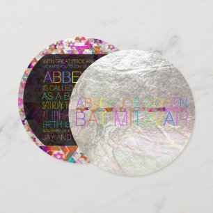 PixDezines psychedelic stars/neon/bat mitzvah Invitation