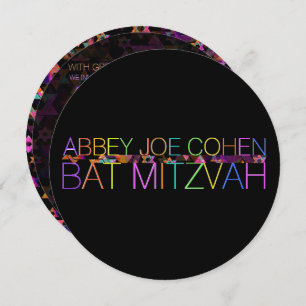 PixDezines psychedelic stars/neon/bat mitzvah Invitation