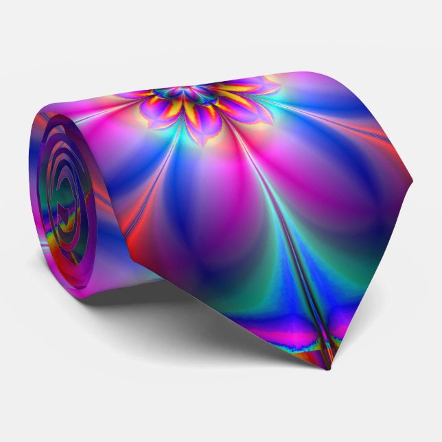 PixDezines Psychedelic Techno Dance/Neon Light Nec Tie (Rolled)