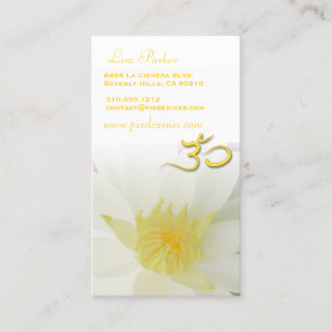 PixDezines purity white Lotus, Om yoga, healers Business Card