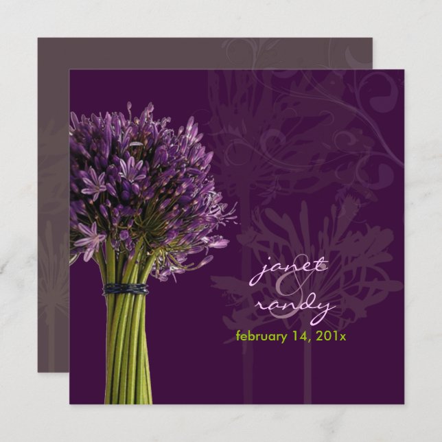 PixDezines Purple Agapanthus/DIY background colour Invitation (Front/Back)