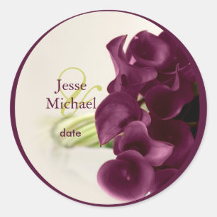 PixDezines purple calla lilies/diy Classic Round Sticker