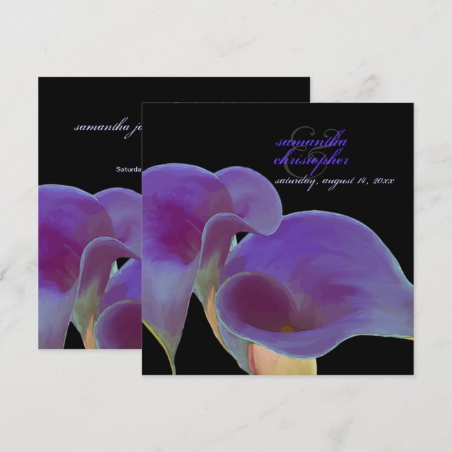 PixDezines purple calla lilies/diy Invitation (Front/Back)