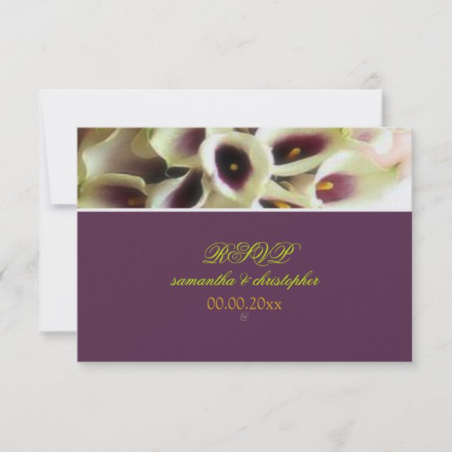 PixDezines purple calla lilies/diy RSVP Card (Front)