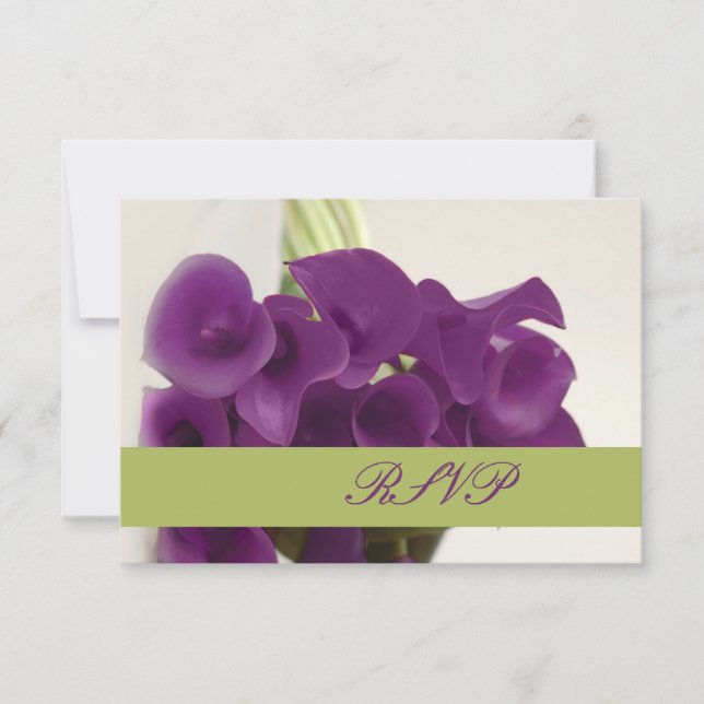 PixDezines purple calla lilies/diy RSVP Card (Front)