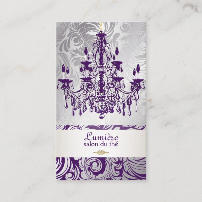 PixDezines purple chandelier/DIY colour Business Card (Front)