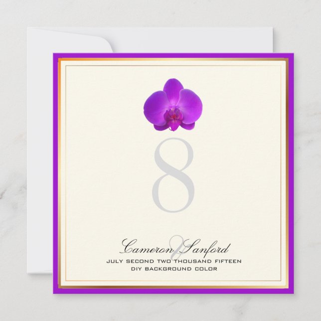 PixDezines purple orchids/table numbers Invitation (Front)