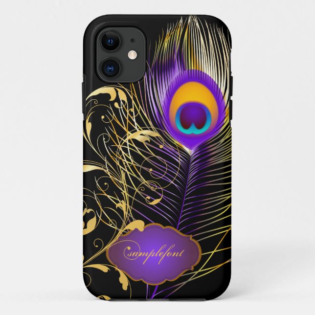PixDezines pzazz peacock plume+filigree swirls Case-Mate iPhone Case (Back)