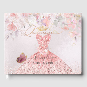 PixDezines Quinceanera Blush Pink Dress Sweetpeas Guest Book