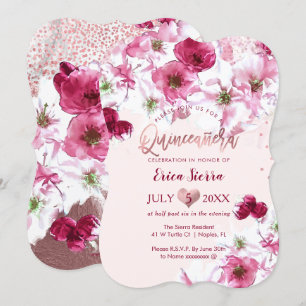 PixDezines Quinceañera/Dark Cherry Blossoms Invitation