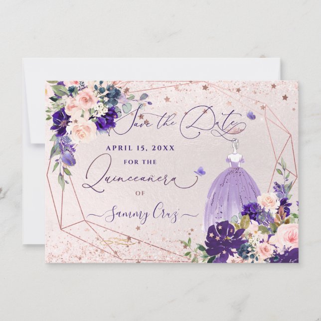 PixDezines Quinceanera Dusty Purple Dress  Invitat Invitation (Front)