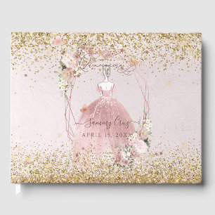 PixDezines Quinceanera Dusty Rose Gold H2 Guest Book