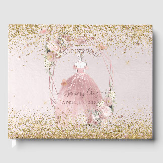 PixDezines Quinceanera Dusty Rose Gold H2 Guest Book