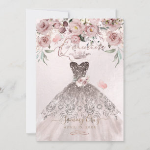 PixDezines Quinceanera Dusty Roses Mauve Dress Invitation