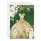 PixDezines Quinceanera Gold Glitter Gown Green