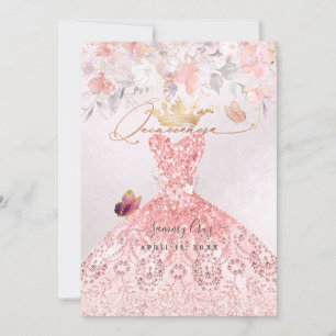 PixDezines Quinceanera H2 Blush Pink Dress Invitation