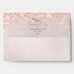 PixDezines Quinceanera Rose Gold Glitter Dress Envelope