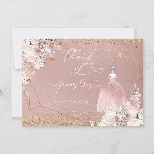 PixDezines Quinceanera Rose Gold Thank You Card