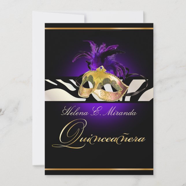 PixDezines Quincenera/Purple/ Zebra/DIY colour!! Invitation (Front)