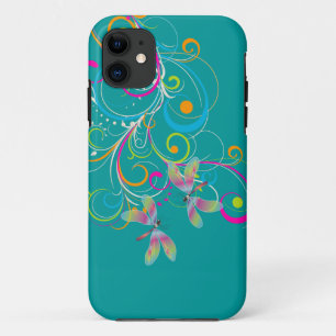 PixDezines Rainbow Swirls+Dragonflies/DIY colour iPhone 11 Case