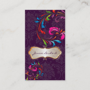 PixDezines Rainbow Swirls+florentius damask Business Card