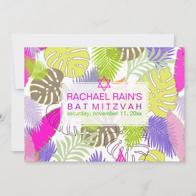 PixDezines rainforest bat mitzvah/luau Invitation (Front)