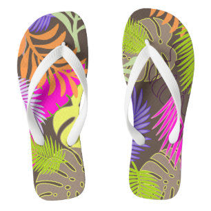 PixDezines rainforest/DIY background colour Flip Flops
